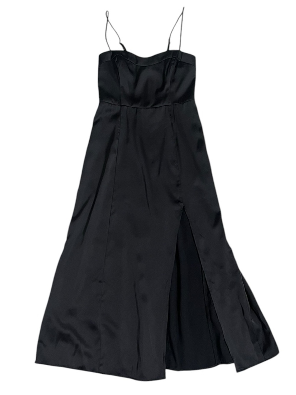 Abercrombie & Fitch Black Satin Midi Dress XXSP